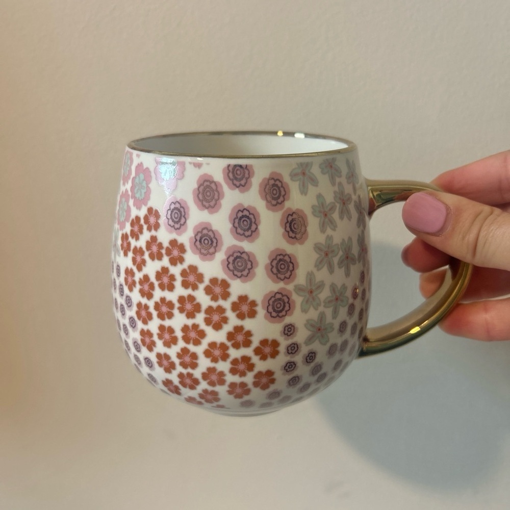Thyme & Table Gold Rimmed Floral 16oz Coffee Mug